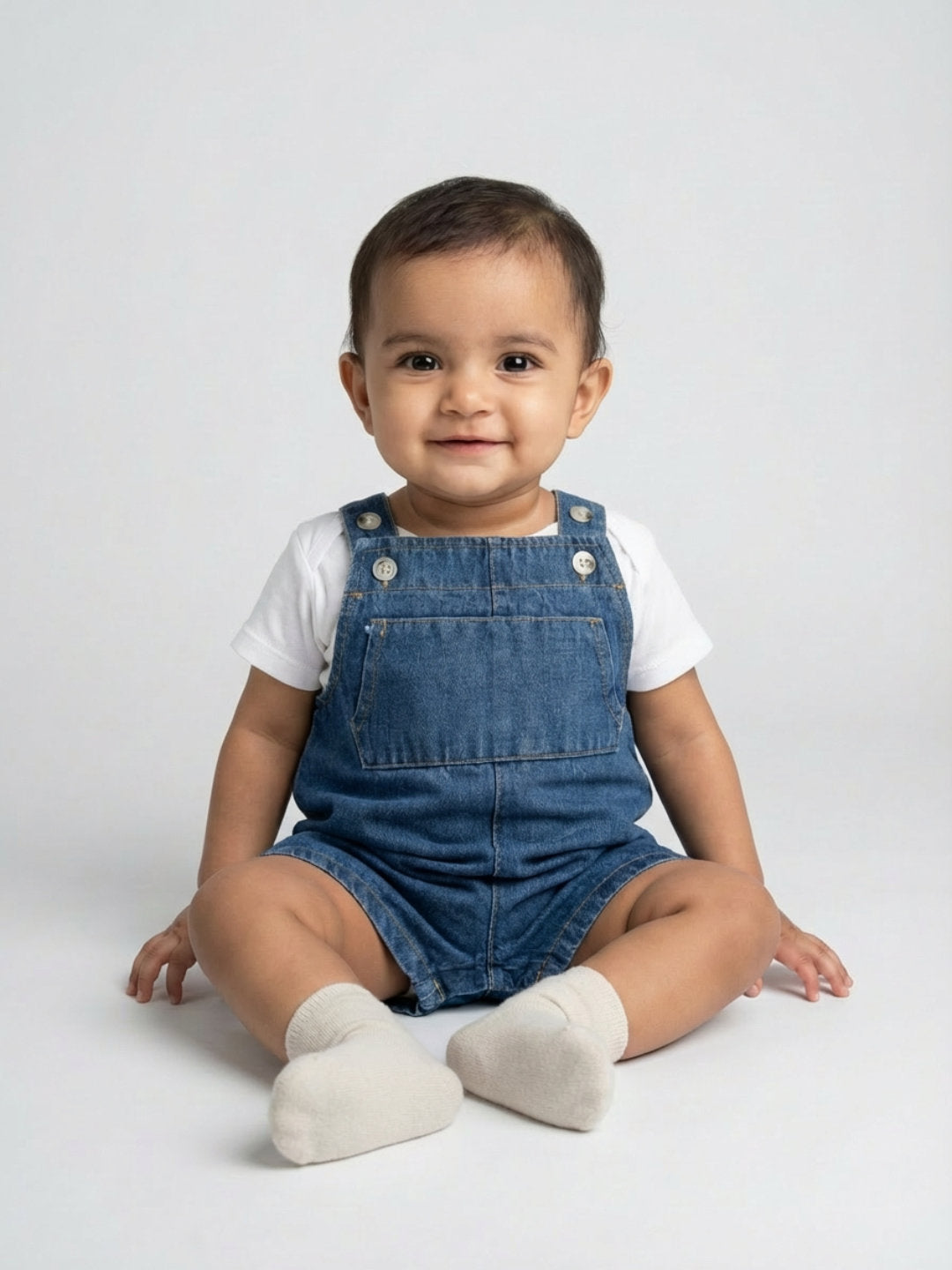 Biglilpeople Unisex Blue Square Neck Sleeveless Dungaree