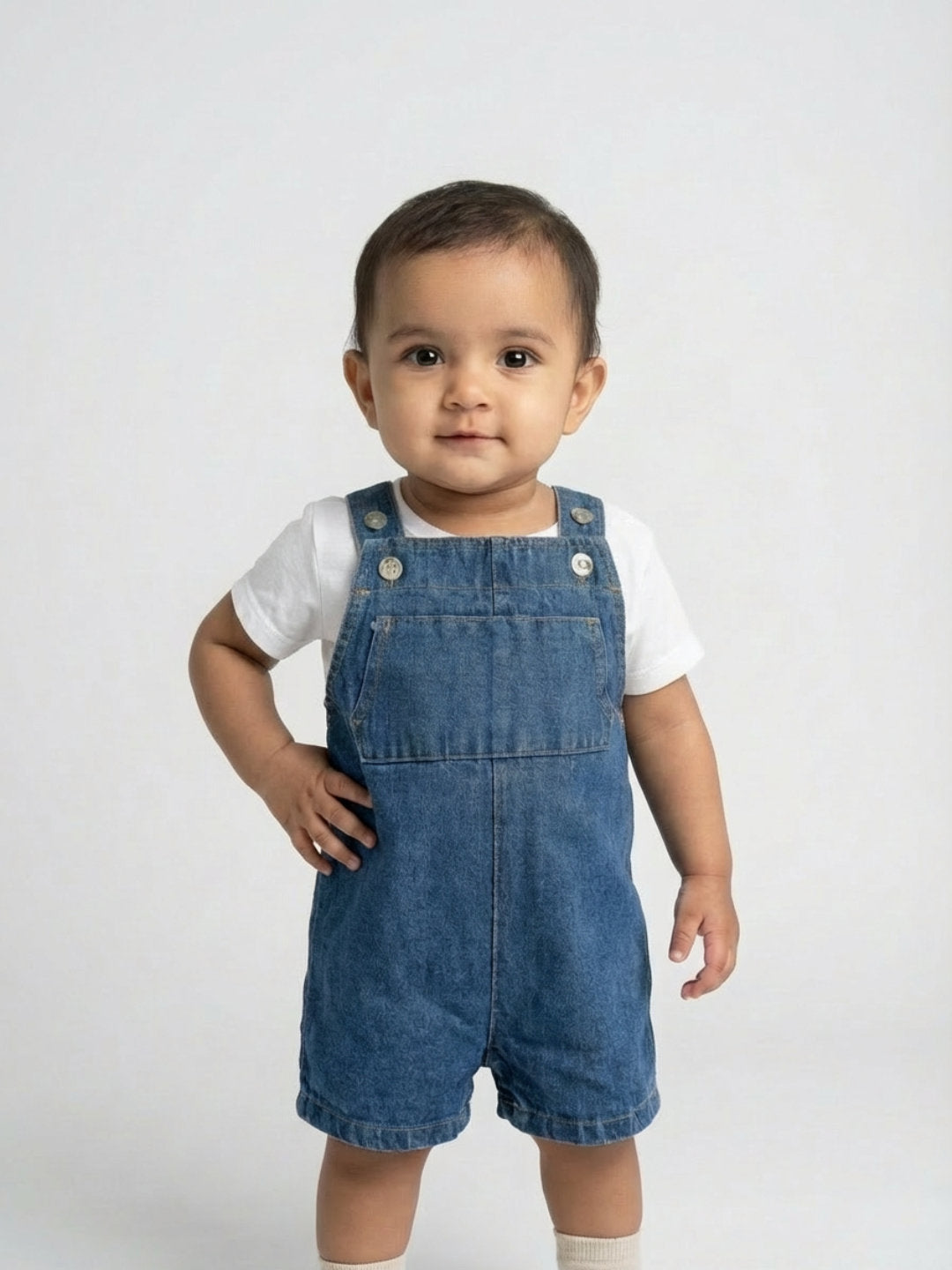 Biglilpeople Unisex Blue Square Neck Sleeveless Dungaree