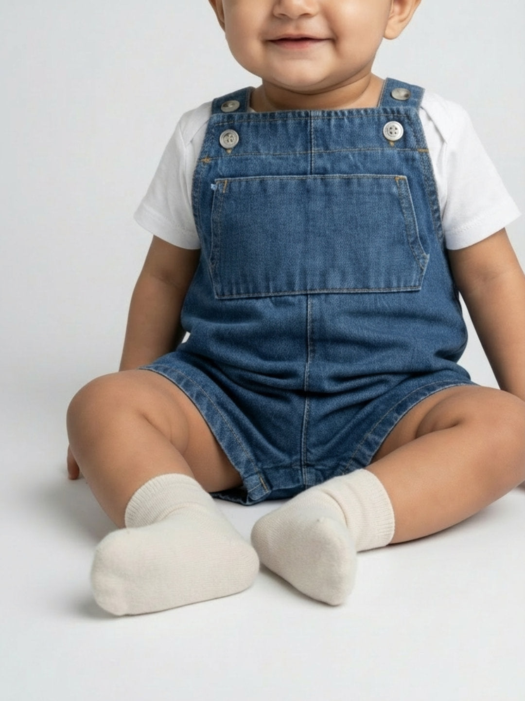 Biglilpeople Unisex Blue Square Neck Sleeveless Dungaree