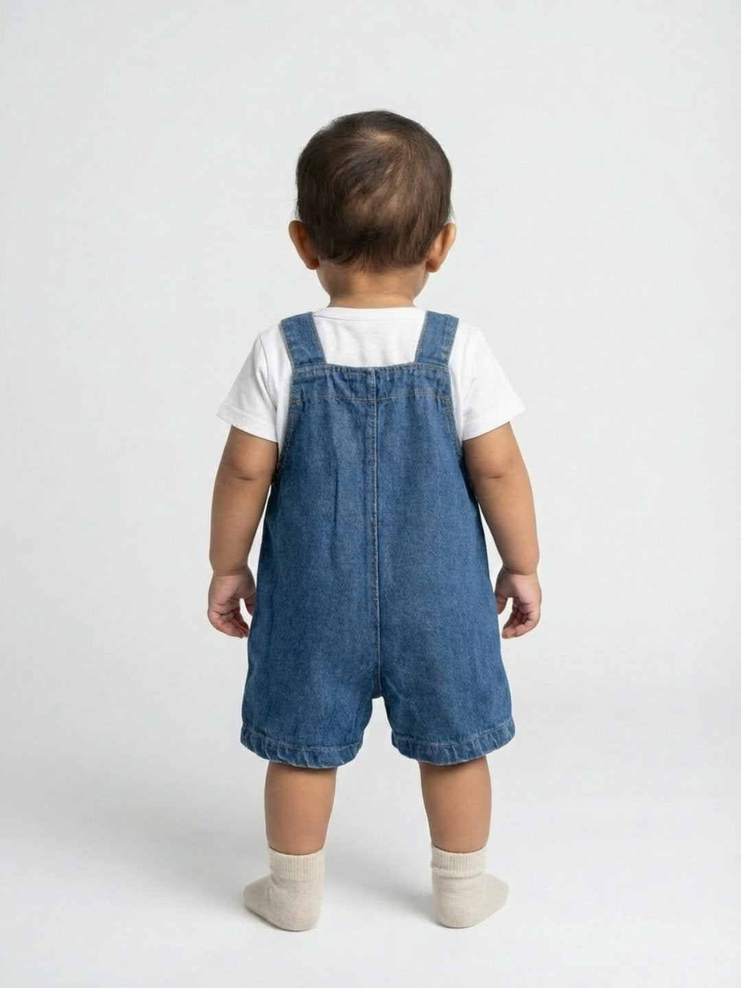 Biglilpeople Unisex Blue Square Neck Sleeveless Dungaree