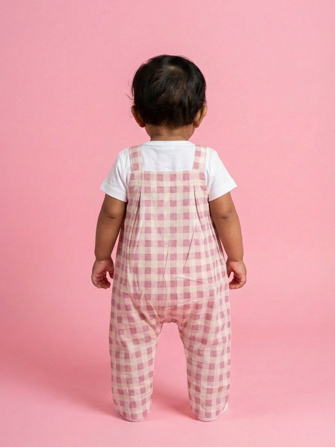 Biglilpeople Girls Pink Square Neck Sleeveless Dungaree