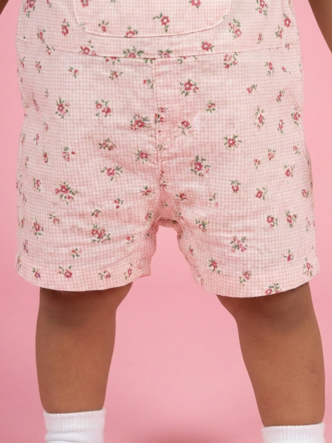 Biglilpeople Girls Pink Round Neck Sleeveless Dungaree