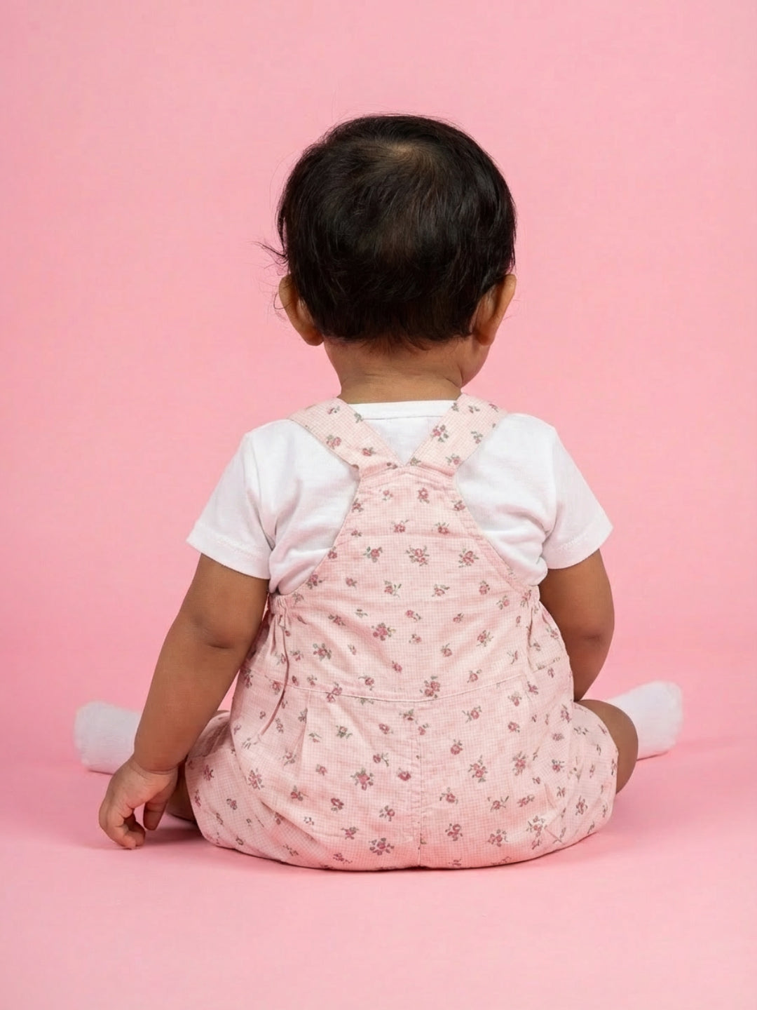 Biglilpeople Girls Pink Round Neck Sleeveless Dungaree