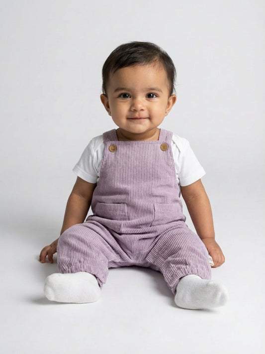 Biglilpeople Girls Purple Square Neck Sleeveless Dungaree