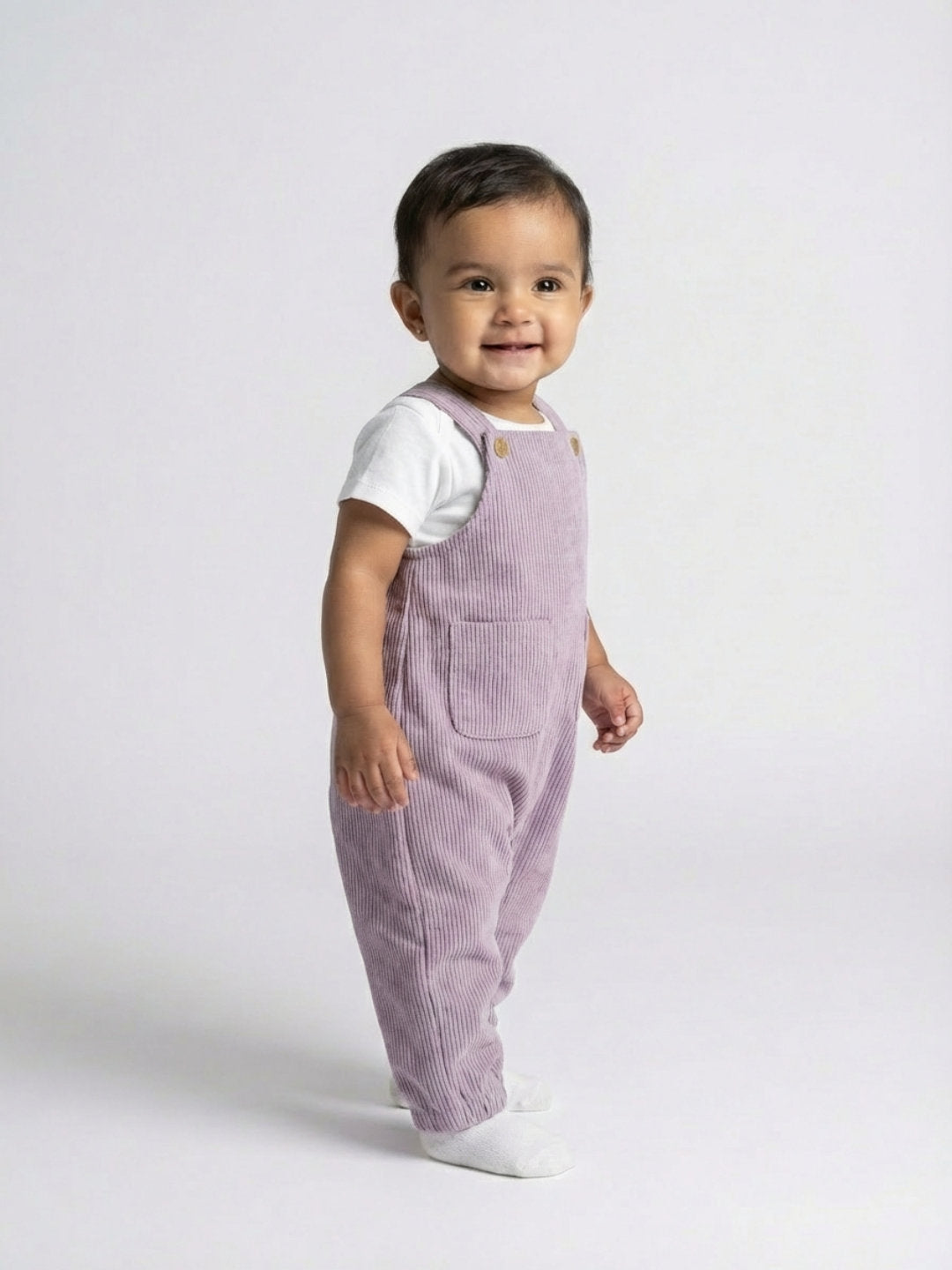 Biglilpeople Girls Purple Square Neck Sleeveless Dungaree