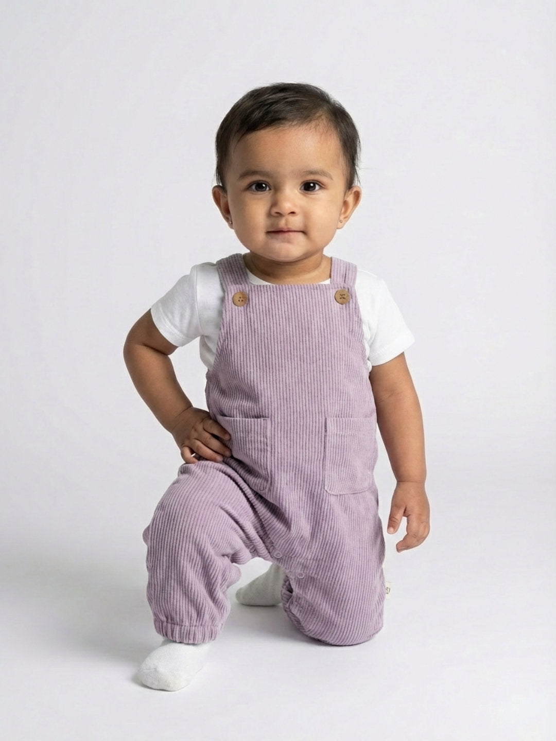 Biglilpeople Girls Purple Square Neck Sleeveless Dungaree