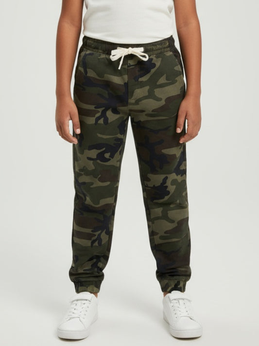 Biglilpeople Boys Camouflage Full Mid-Rise Joggers