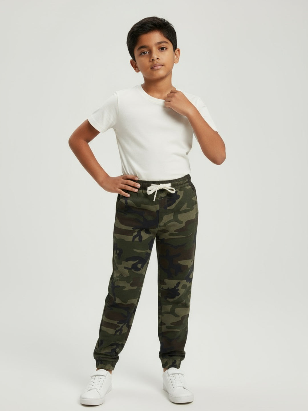 Biglilpeople Boys Camouflage Full Mid-Rise Joggers
