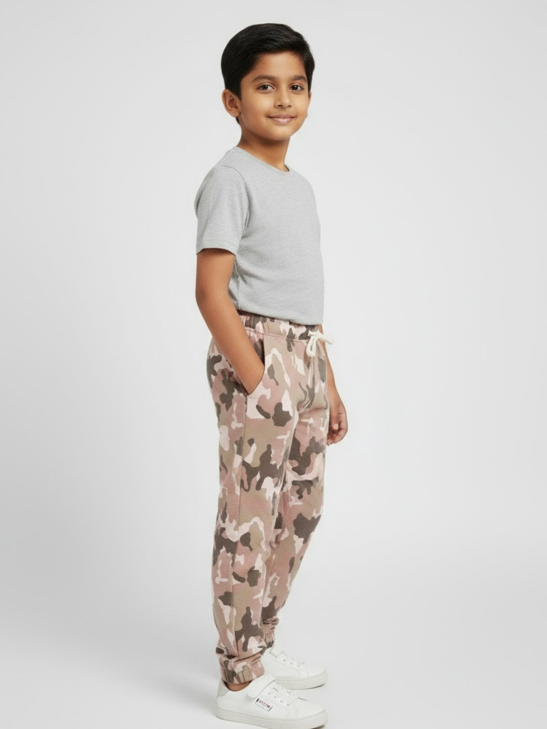 Pantalones deportivos tipo jogger de camuflaje de tiro medio-alto para niños Biglilpeople