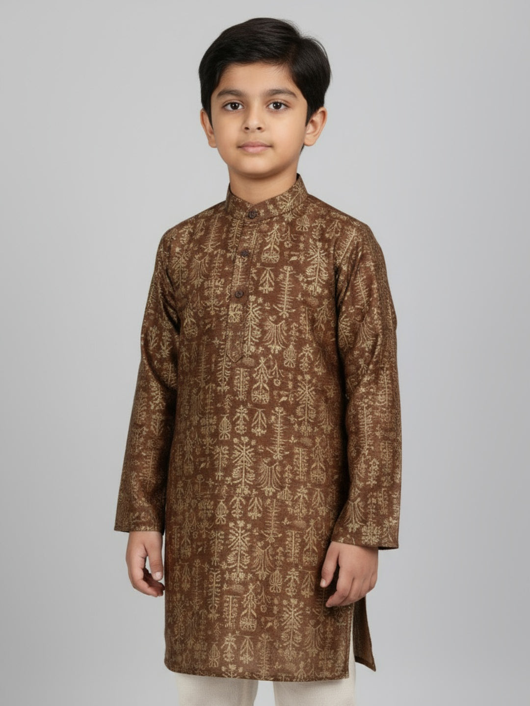 Boys Printed Straight Kurta with Churidar