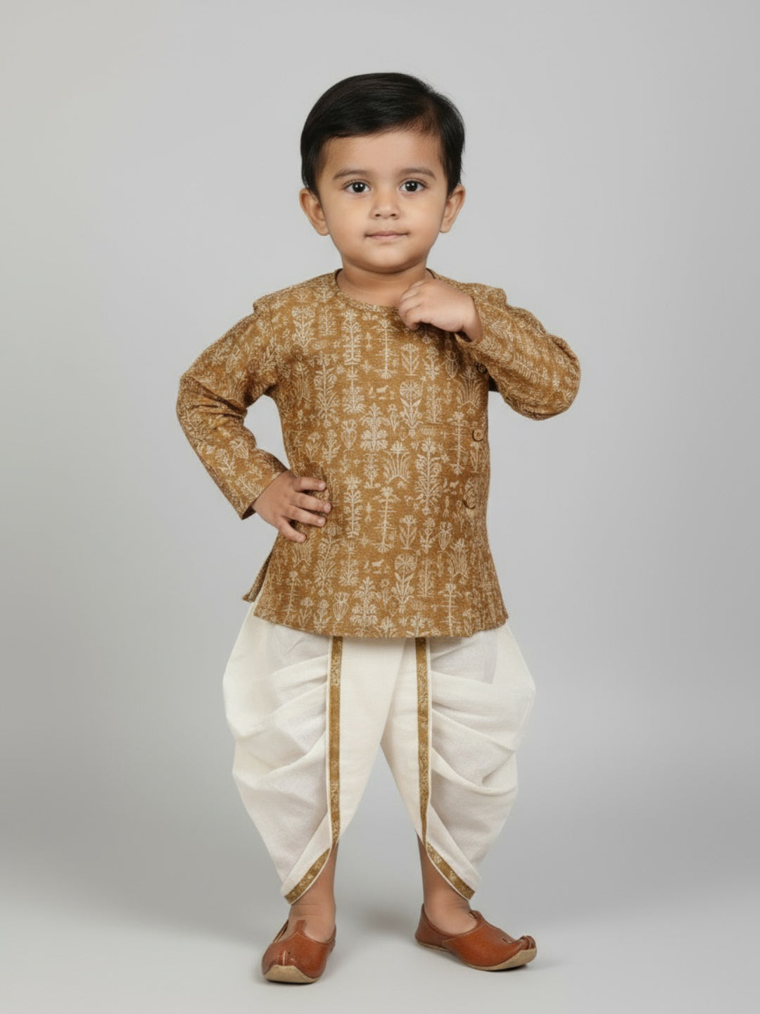 Biglilpeople Boys Printed Traditional Ethnic Kurta and Dhoti Set