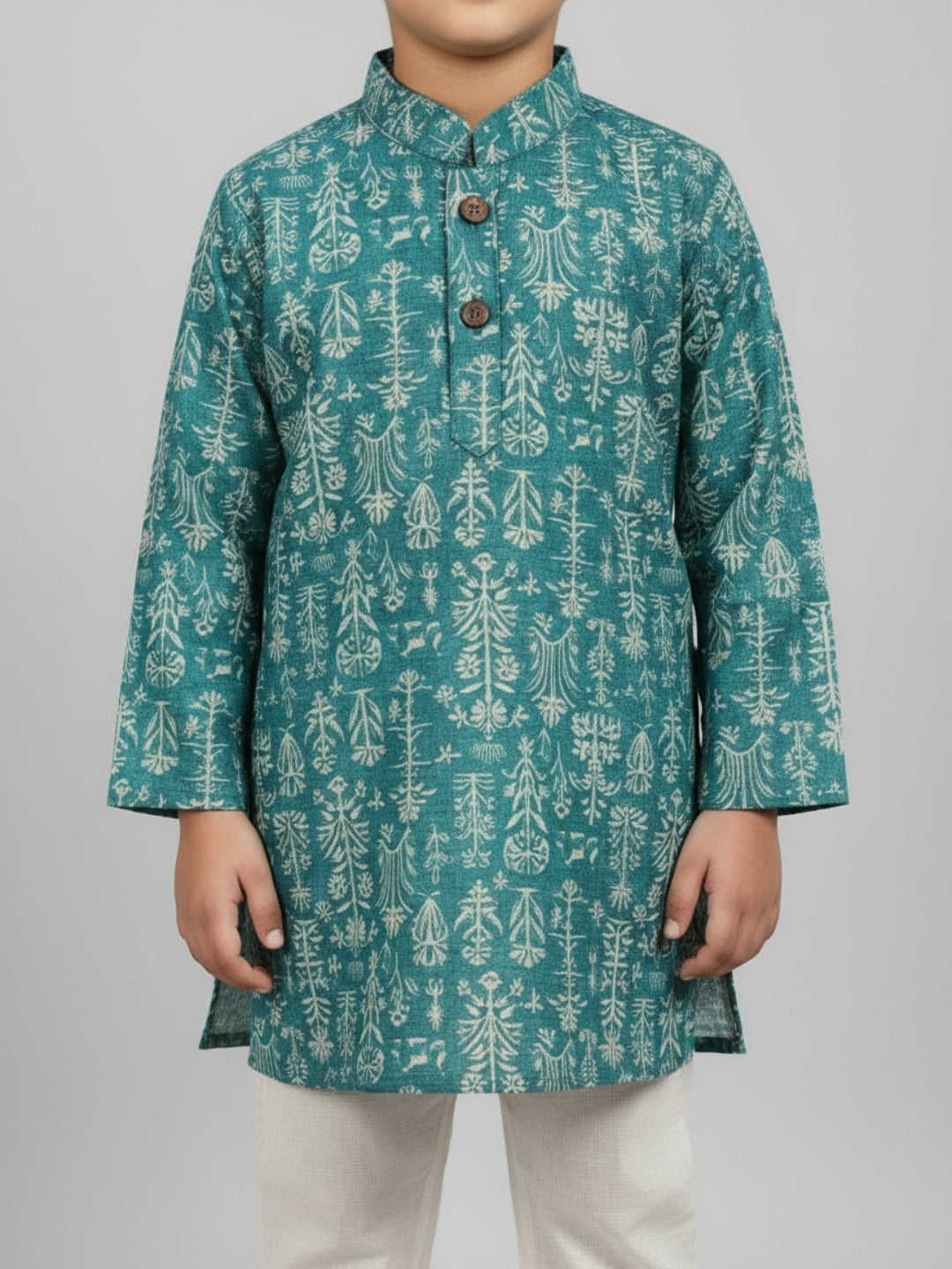 Boys Printed Straight Kurta with Churidar