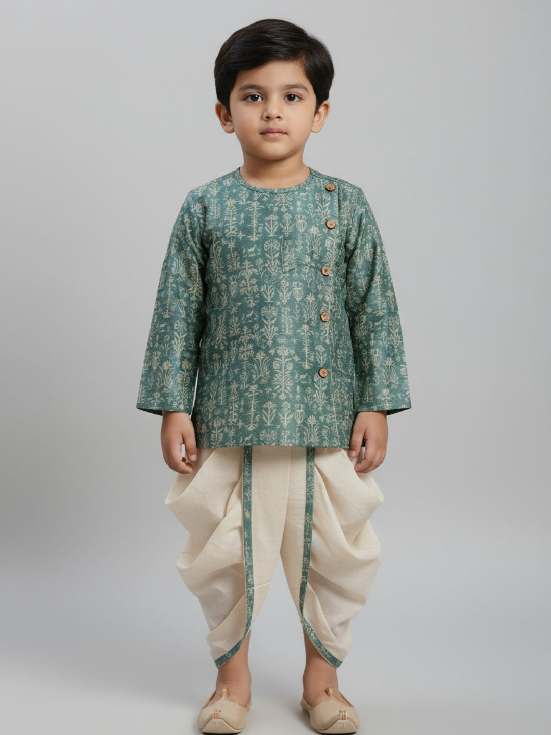 Biglilpeople Boys Printed Traditional Ethnic Kurta and Dhoti Set