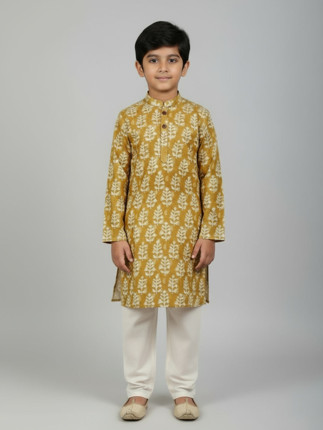 Boys Printed Straight Kurta with Churidar