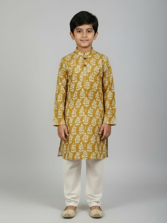 Boys Printed Straight Kurta with Churidar