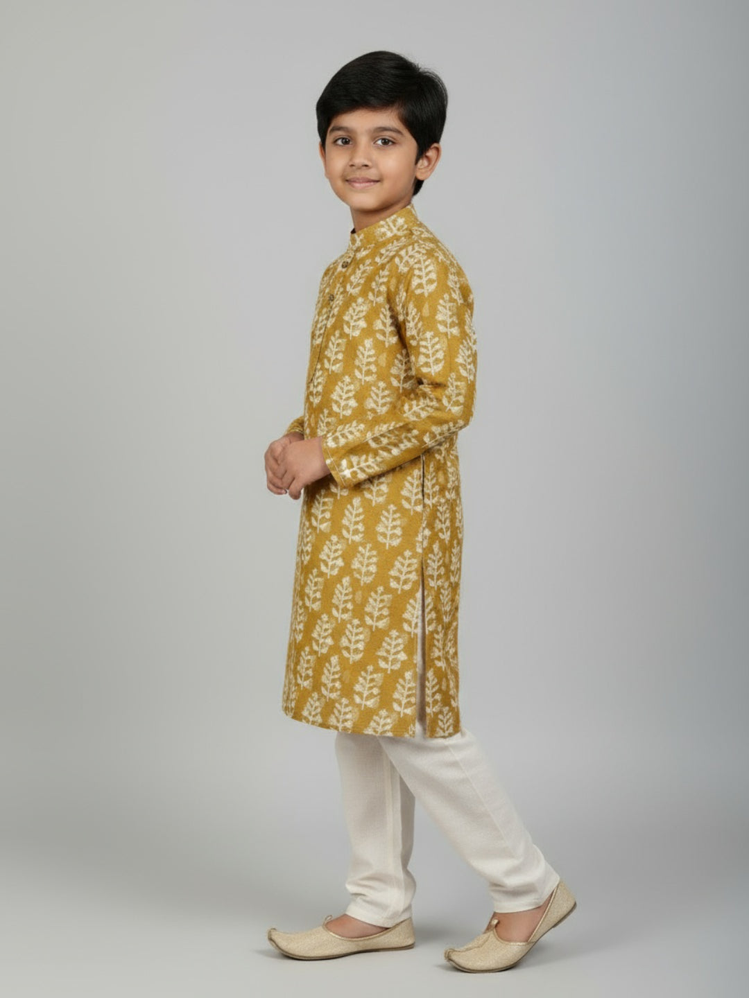 Boys Printed Straight Kurta with Churidar