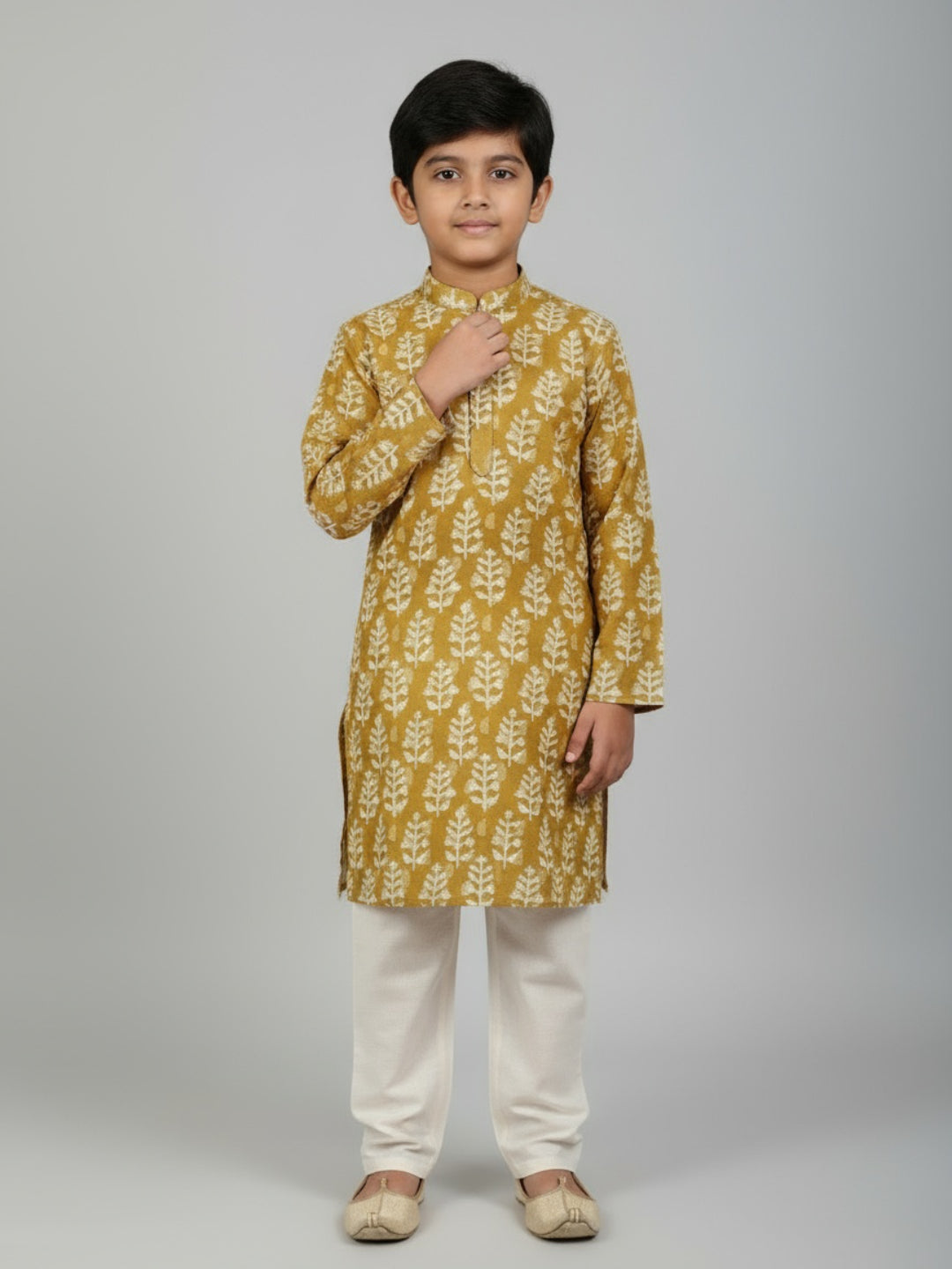 Boys Printed Straight Kurta with Churidar