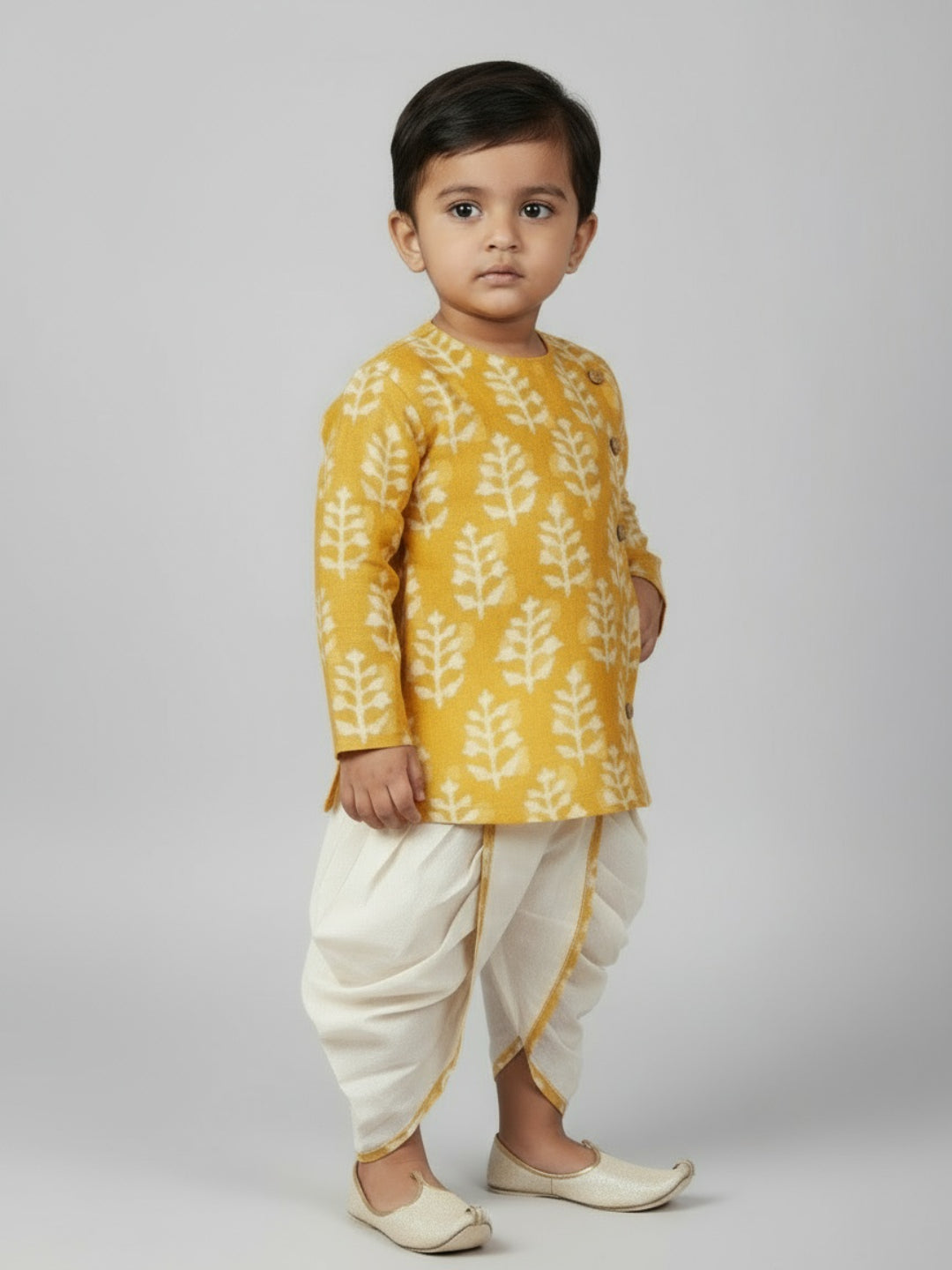 Biglilpeople Boys Printed Traditional Ethnic Kurta and Dhoti Set
