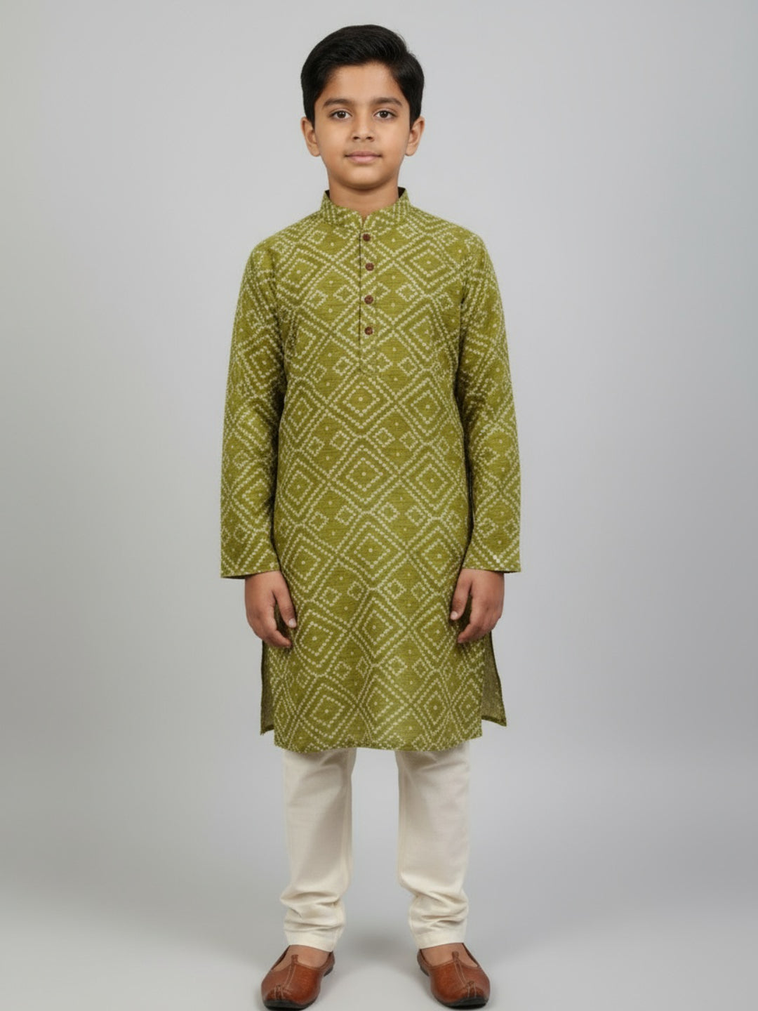 Boys Printed Straight Kurta with Churidar