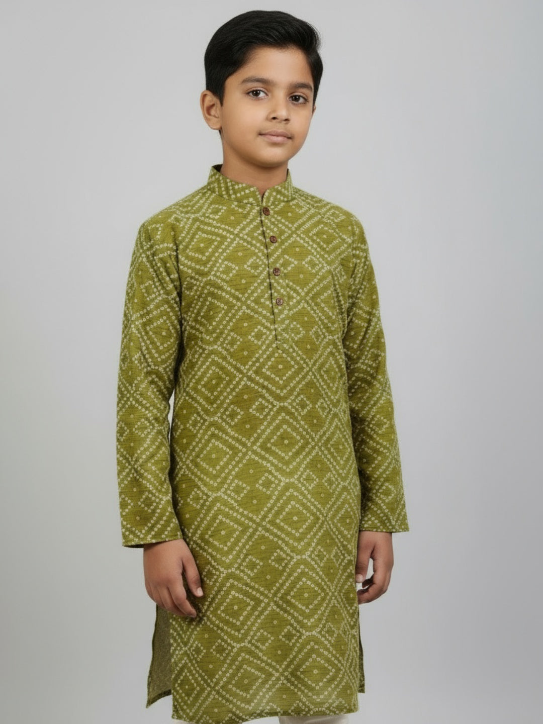 Boys Printed Straight Kurta with Churidar