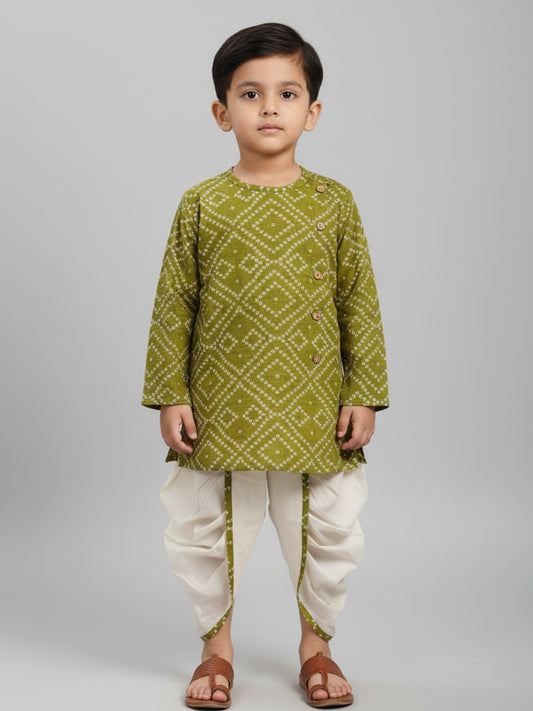 Biglilpeople Boys Printed Traditional Ethnic Kurta and Dhoti Set