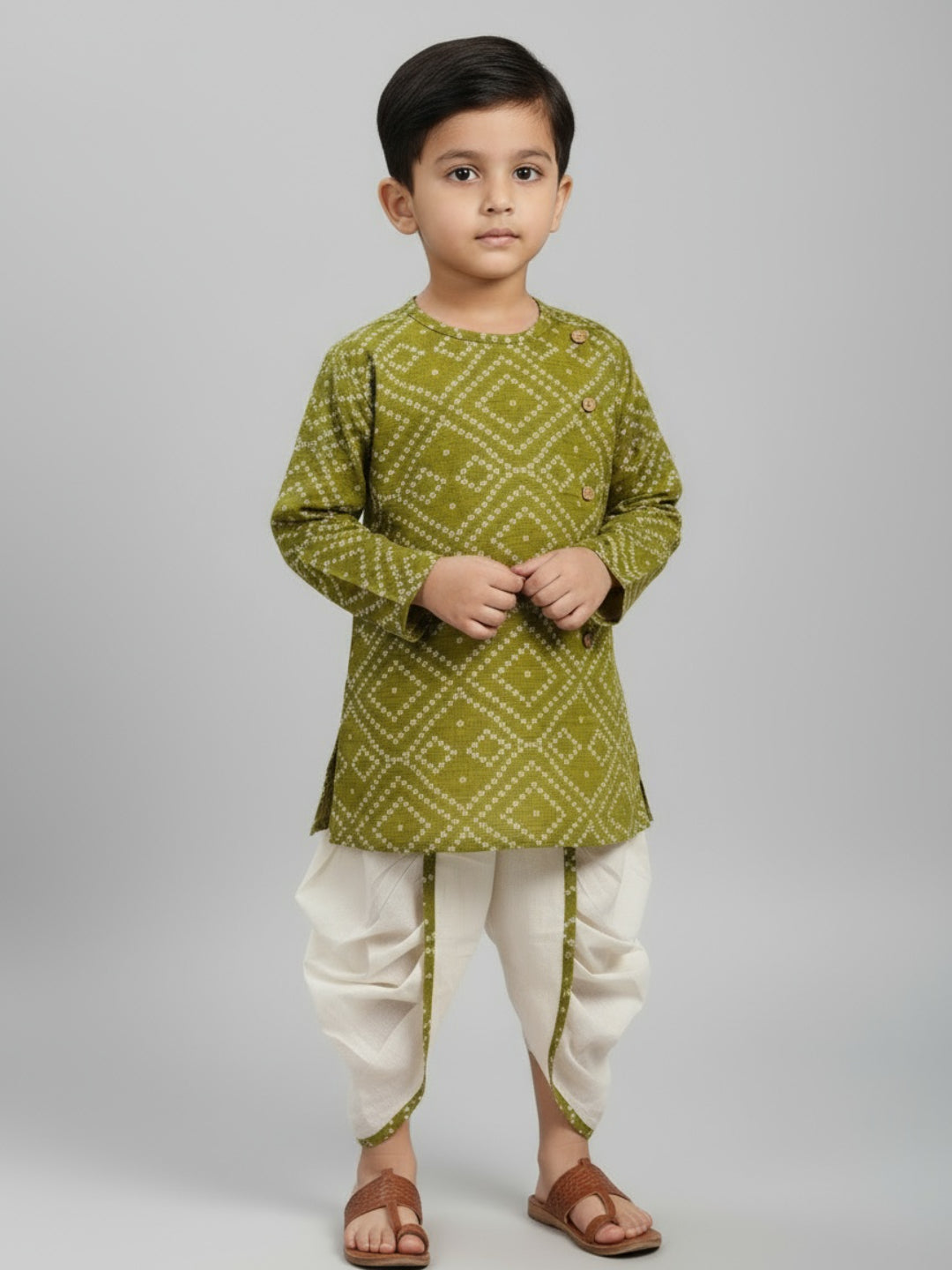 Biglilpeople Boys Printed Traditional Ethnic Kurta and Dhoti Set