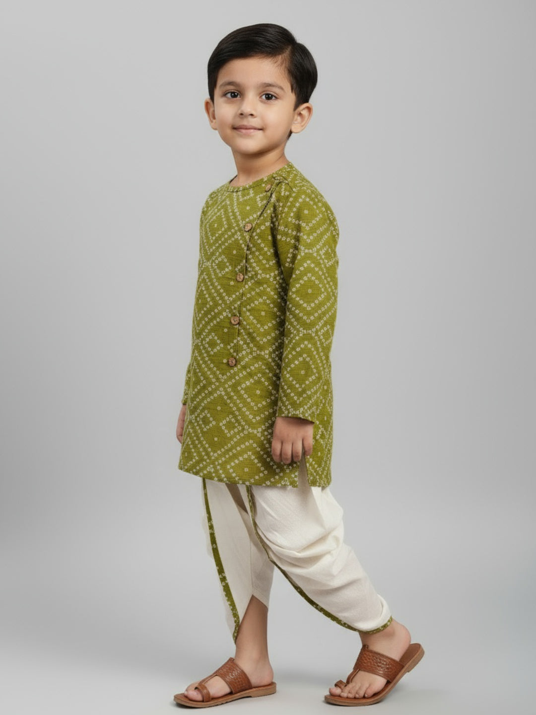 Biglilpeople Boys Printed Traditional Ethnic Kurta and Dhoti Set