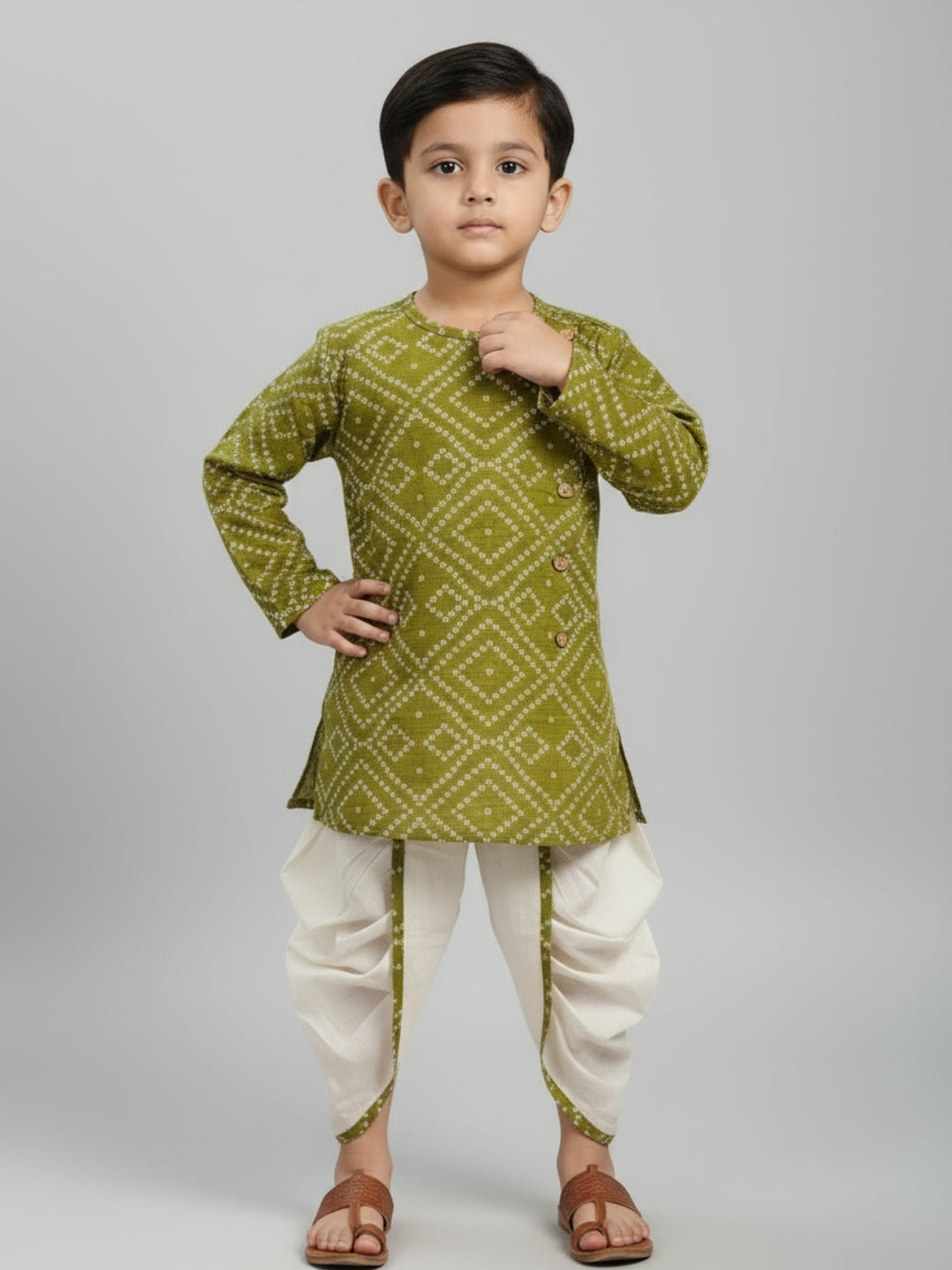 Biglilpeople Boys Printed Traditional Ethnic Kurta and Dhoti Set