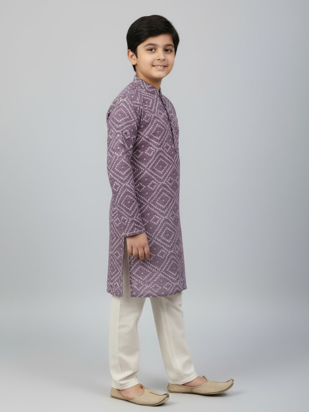 Boys Printed Straight Kurta with Churidar