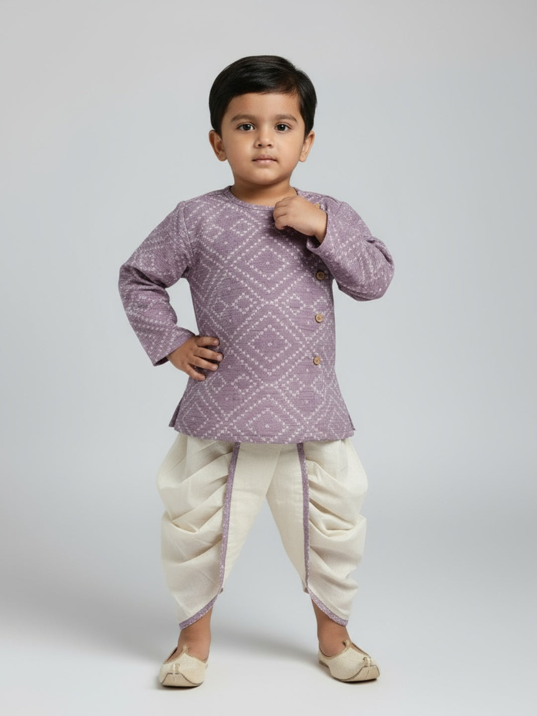Biglilpeople Boys Printed Traditional Ethnic Kurta and Dhoti Set