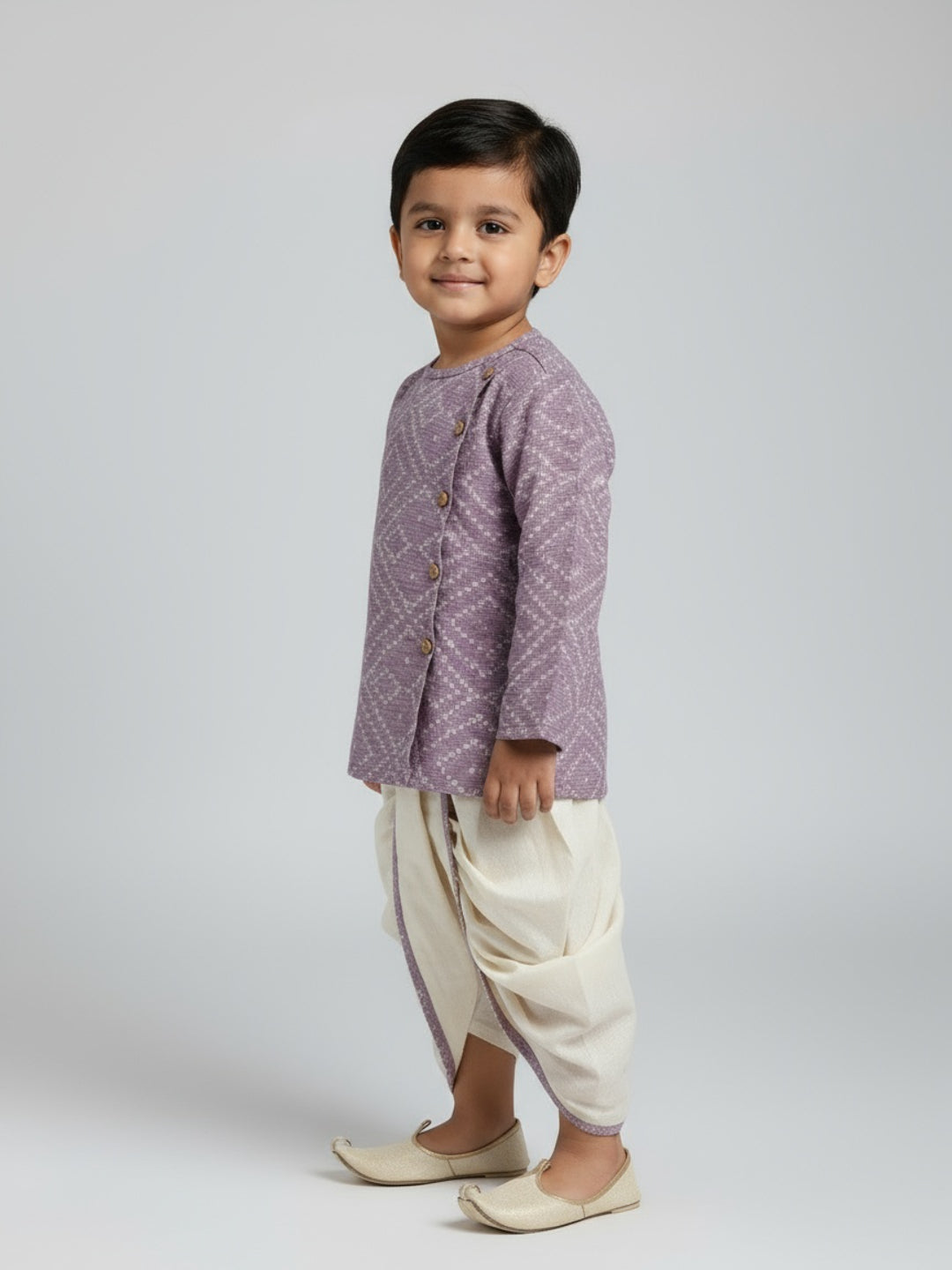 Biglilpeople Boys Printed Traditional Ethnic Kurta and Dhoti Set