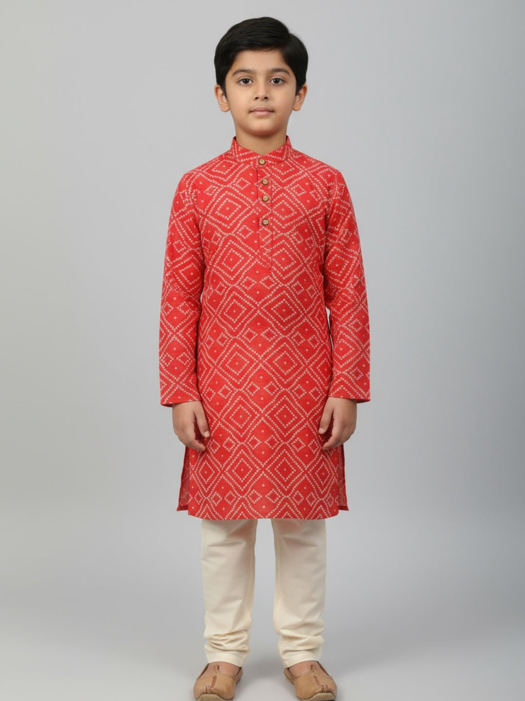 Boys Printed Straight Kurta with Churidar