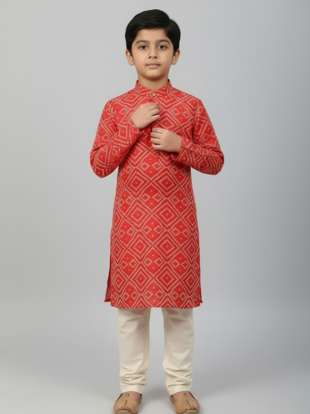 Boys Printed Straight Kurta with Churidar