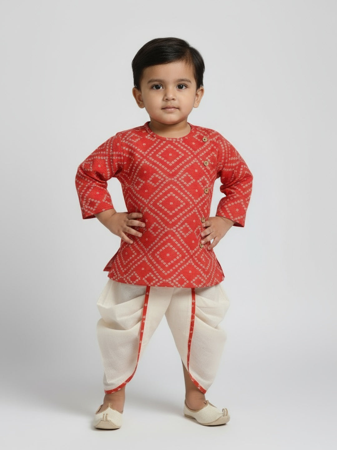 Biglilpeople Boys Printed Traditional Ethnic Kurta and Dhoti Set