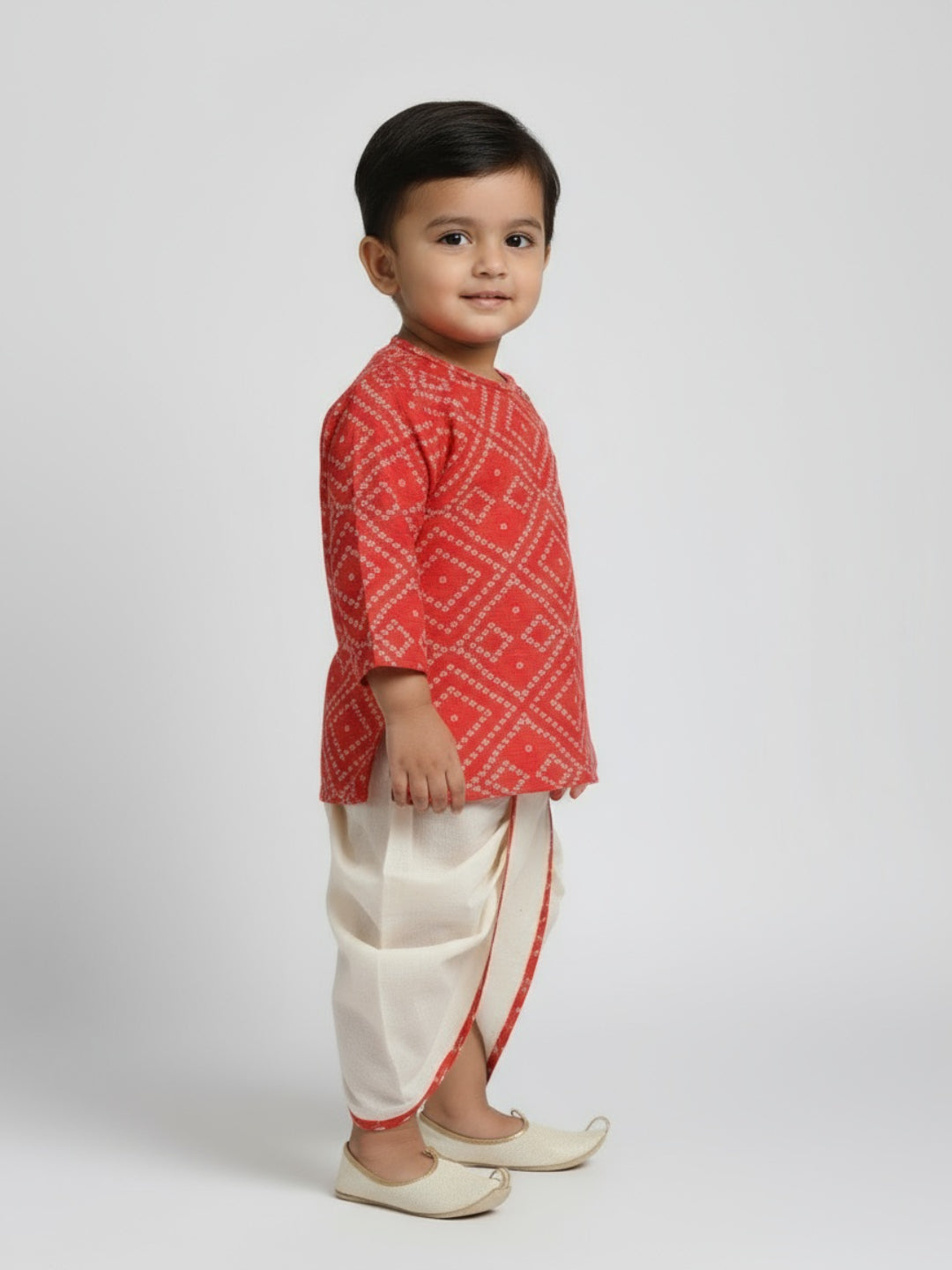 Biglilpeople Boys Printed Traditional Ethnic Kurta and Dhoti Set