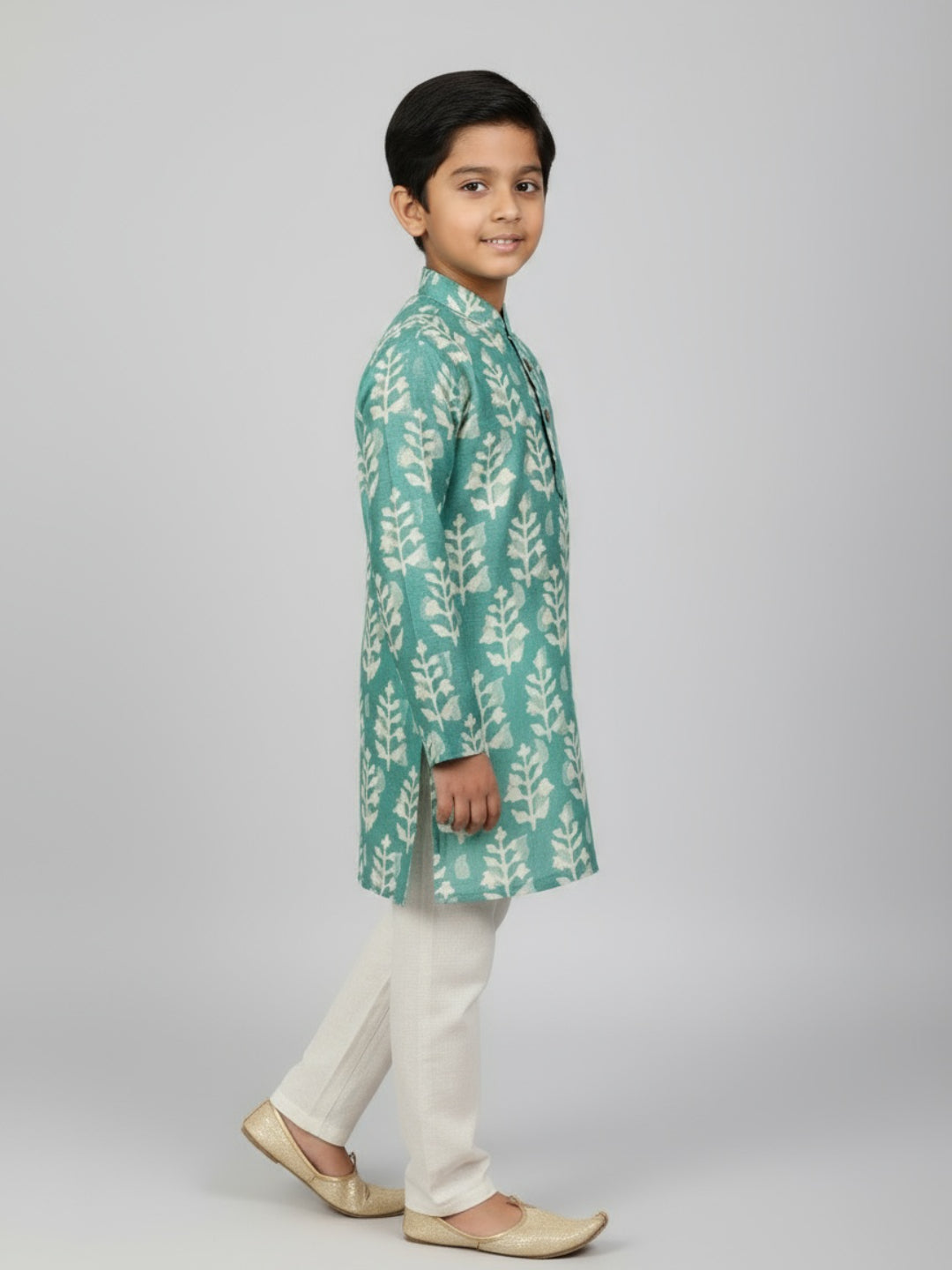 Boys Printed Straight Kurta with Churidar