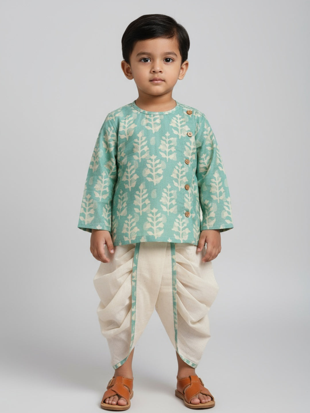 Biglilpeople Boys Printed Traditional Ethnic Kurta and Dhoti Set