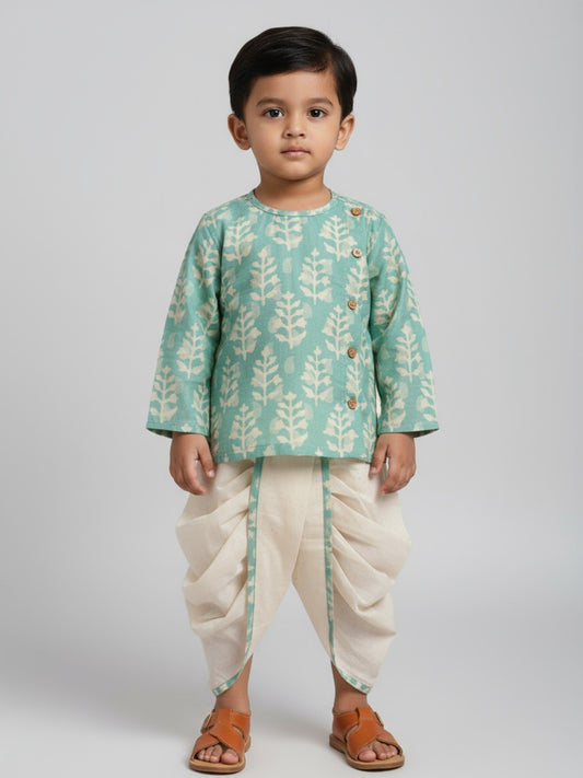 Biglilpeople Boys Printed Traditional Ethnic Kurta and Dhoti Set
