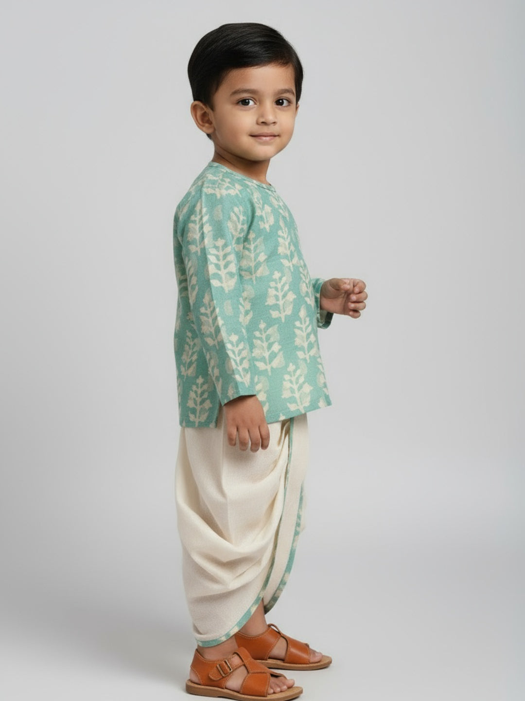 Biglilpeople Boys Printed Traditional Ethnic Kurta and Dhoti Set