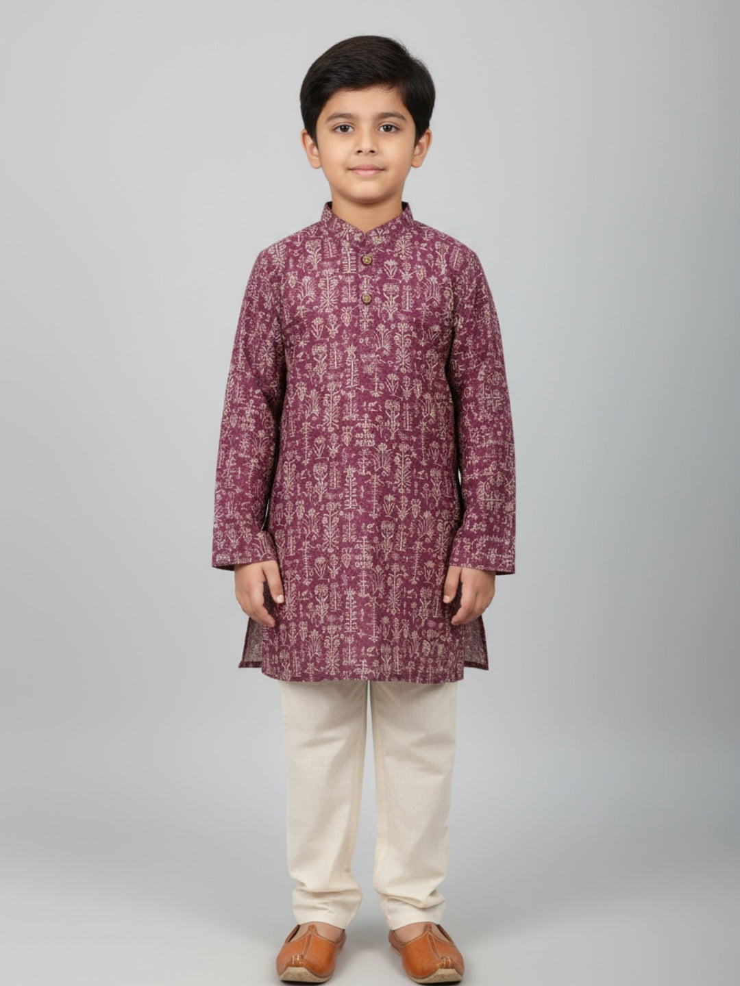 Boys Printed Straight Kurta with Churidar