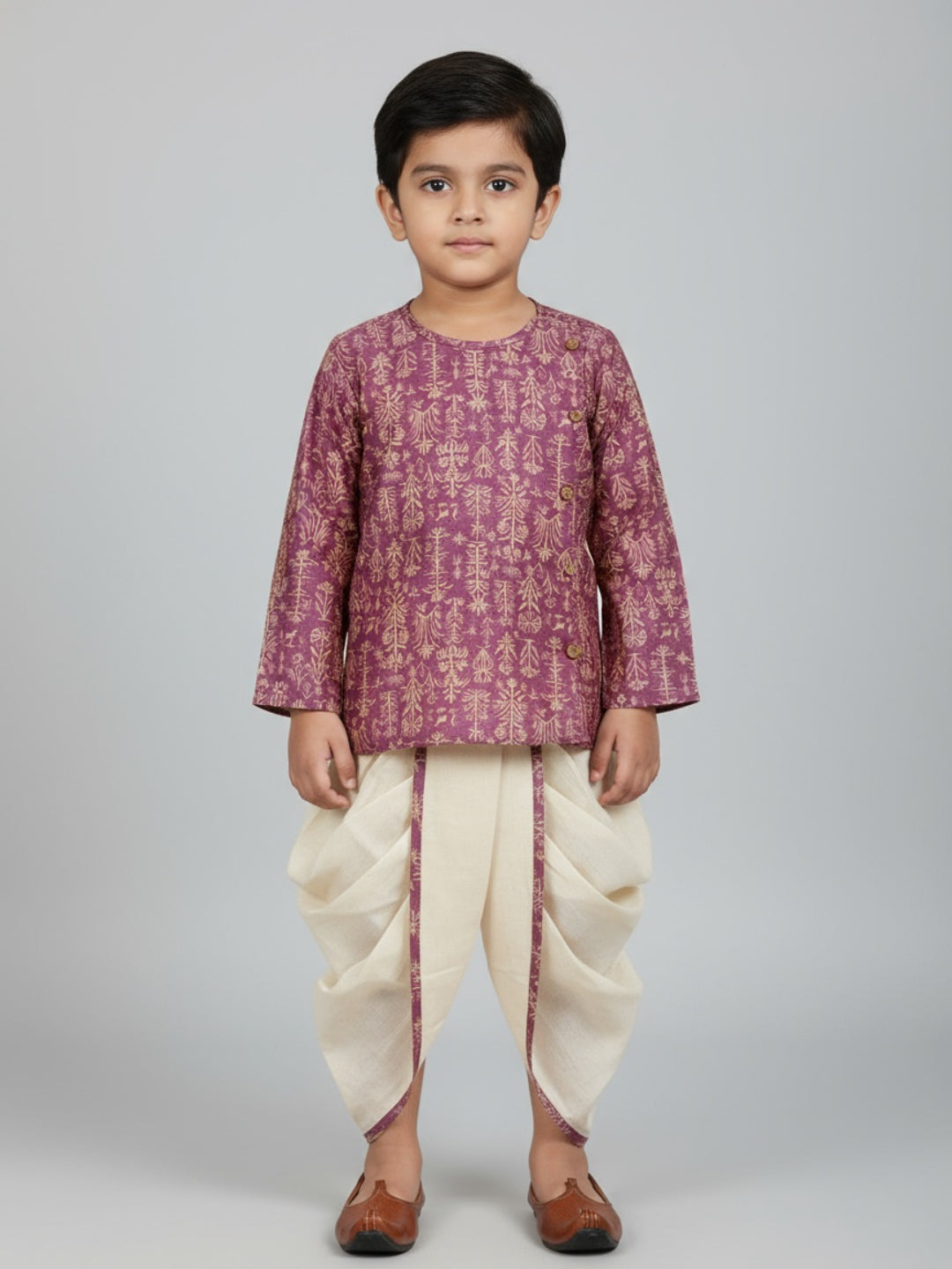 Biglilpeople Boys Printed Traditional Ethnic Kurta and Dhoti Set