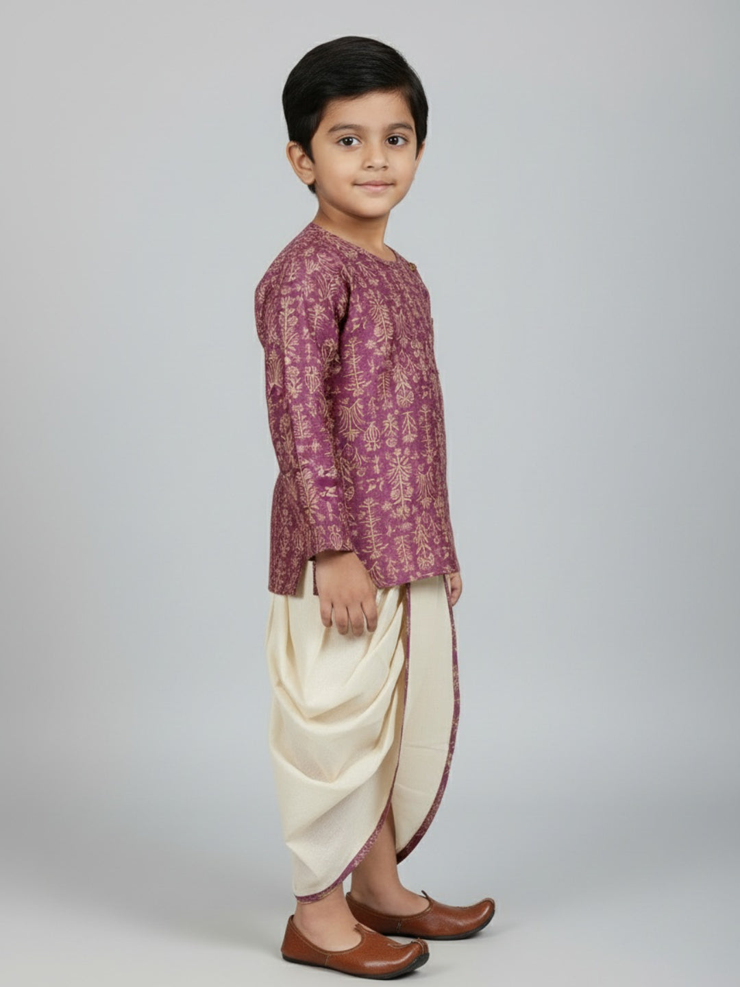 Biglilpeople Boys Printed Traditional Ethnic Kurta and Dhoti Set