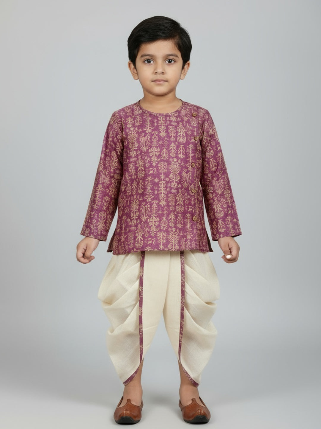 Biglilpeople Boys Printed Traditional Ethnic Kurta and Dhoti Set