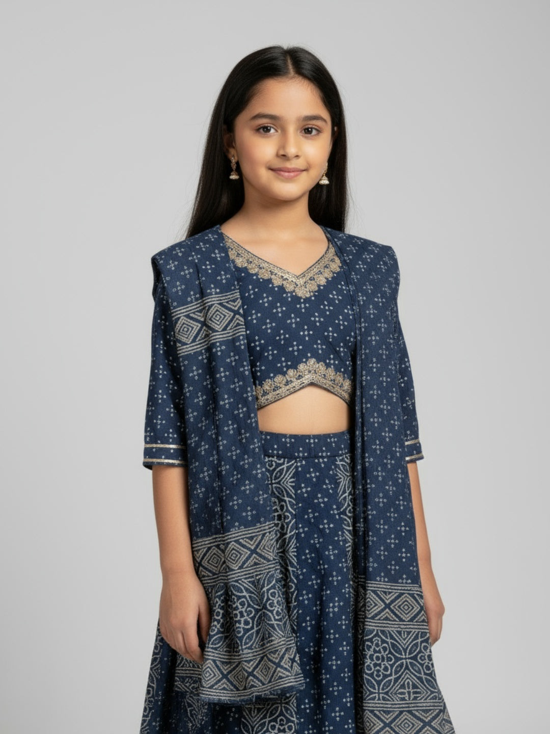 Girls Printed Ethnic Lehenga Choli Set with Dupatta