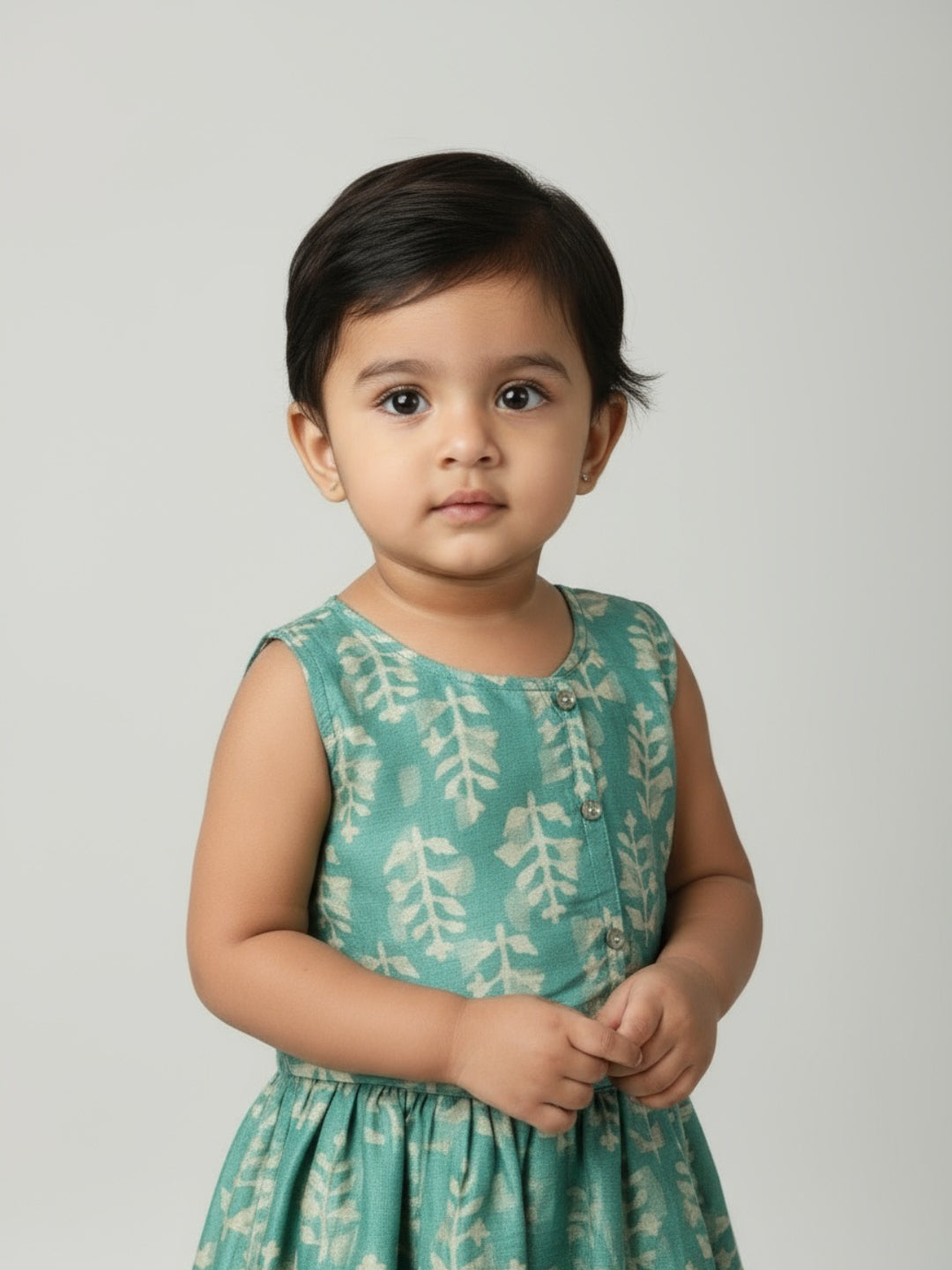 Biglilpeople Infant Girls Printed Round Neck Sleeveless Lehenga Choli Set