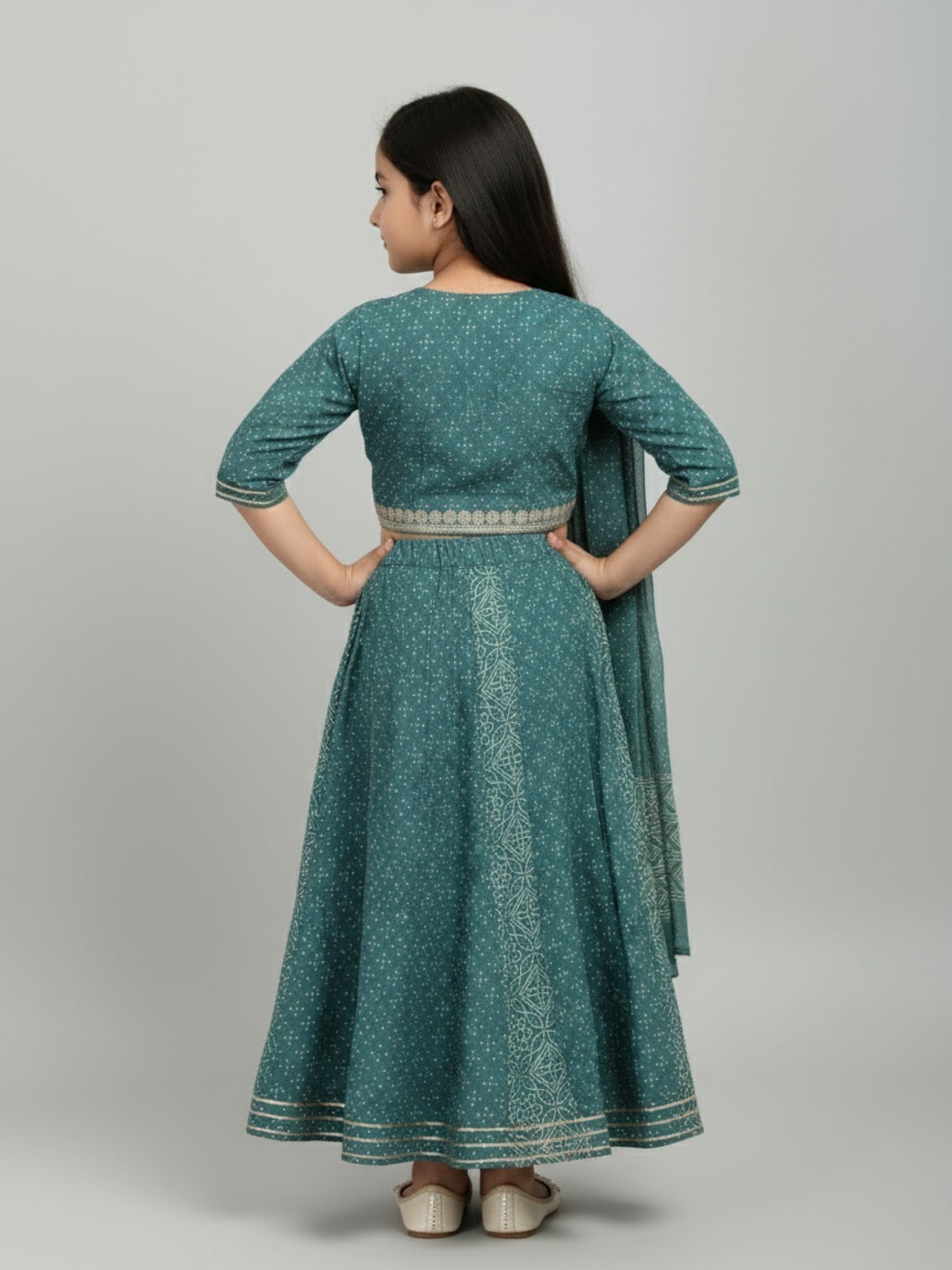 Girls Printed Ethnic Lehenga Choli Set with Dupatta