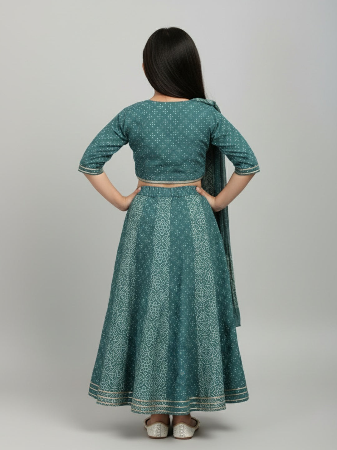 Girls Printed Ethnic Lehenga Choli Set with Dupatta