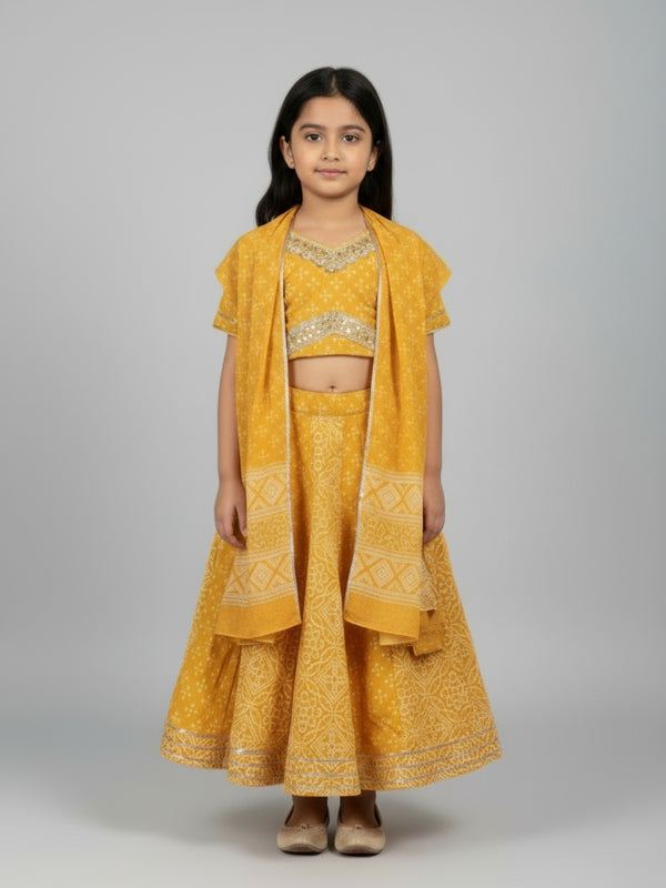 Biglilpeople Girls Printed Ethnic Lehenga Choli Set with Dupatta