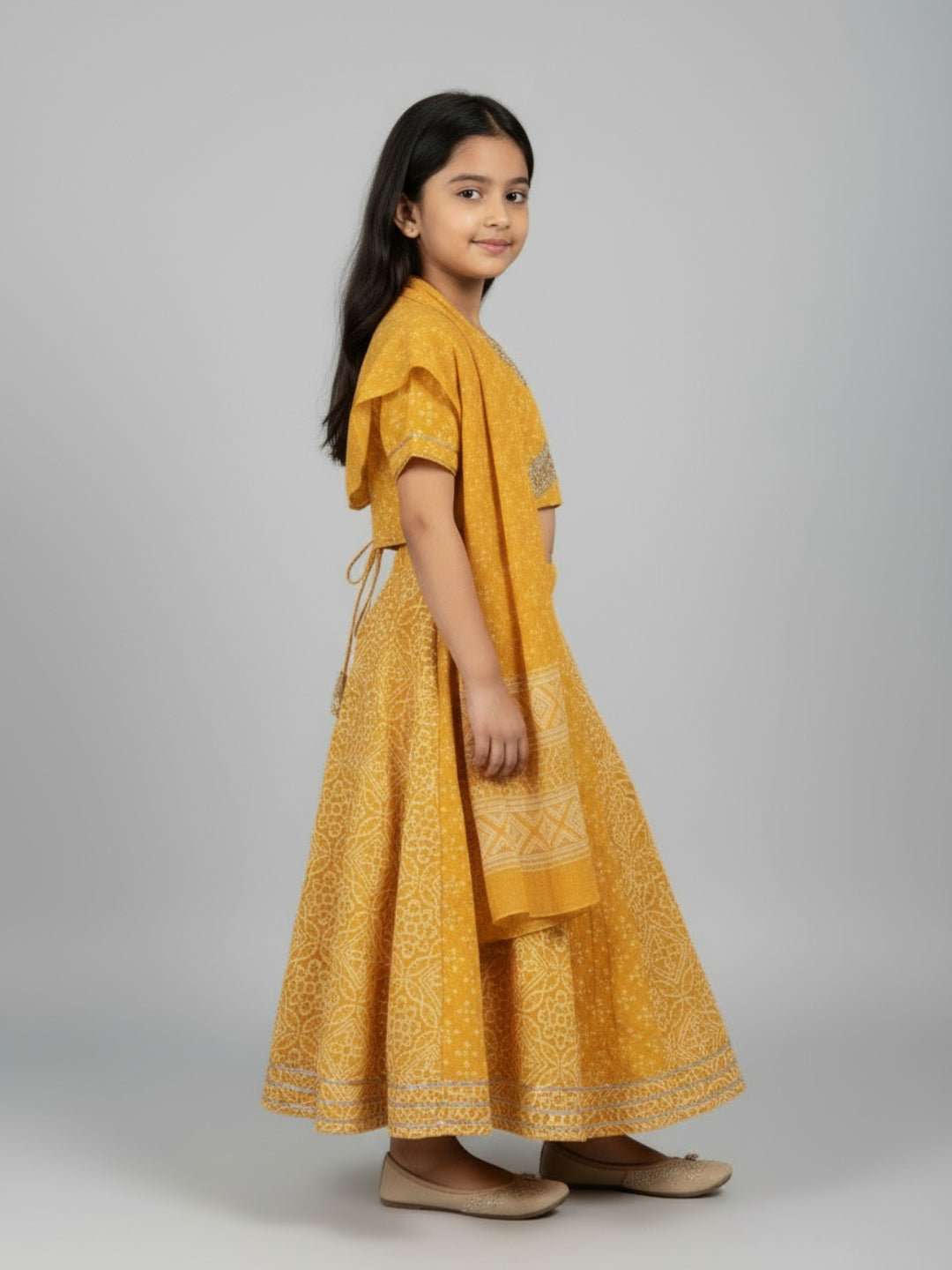 Biglilpeople Girls Printed Ethnic Lehenga Choli Set with Dupatta