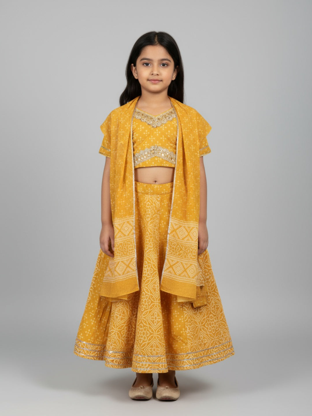 Biglilpeople Girls Printed Ethnic Lehenga Choli Set with Dupatta